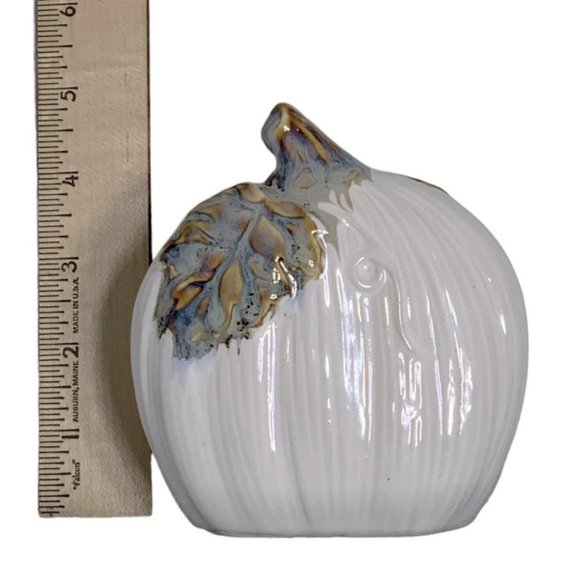 Napkin Holder Autumn White Pumpkin Hand Painted Ceramic Harvest Kitchen Accent - Picture 8 of 16